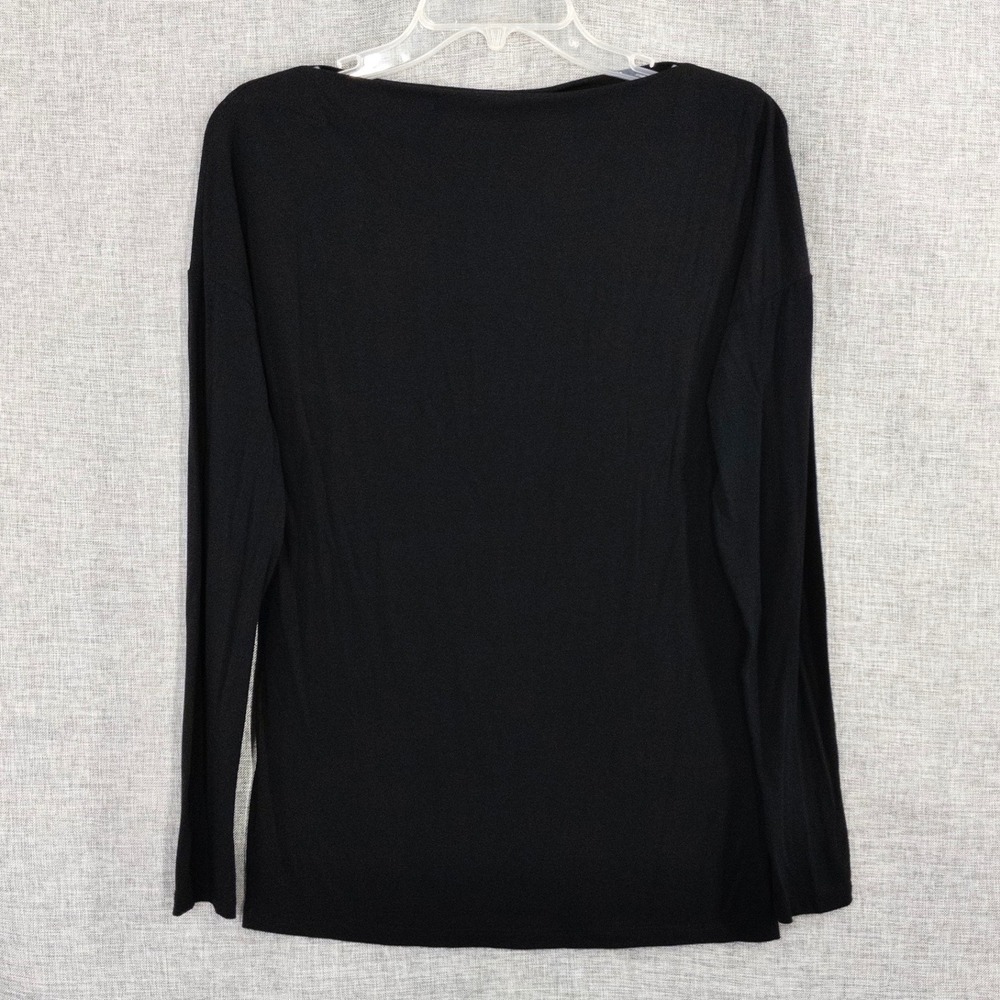 Vince Women's Small Black Micromodal Spandex Boat Neck Long Sleeve Stretch Top